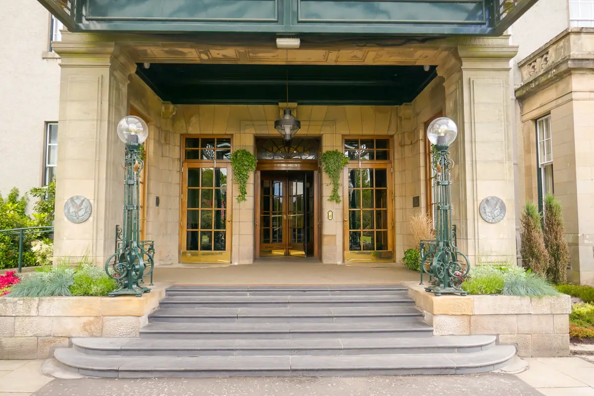 Entrance to Gleneagles, a luxury hotel in Scotland