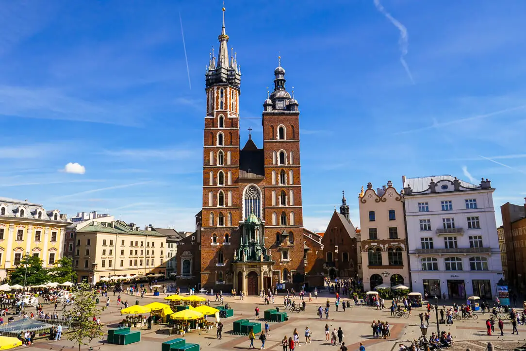 View from Café Szał of St Mary's Basilica Kraków