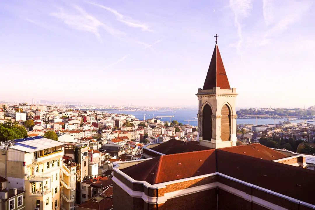 View from the rooftop of 360 Istanbul Restaurant & Bar in Istanbul Turkey