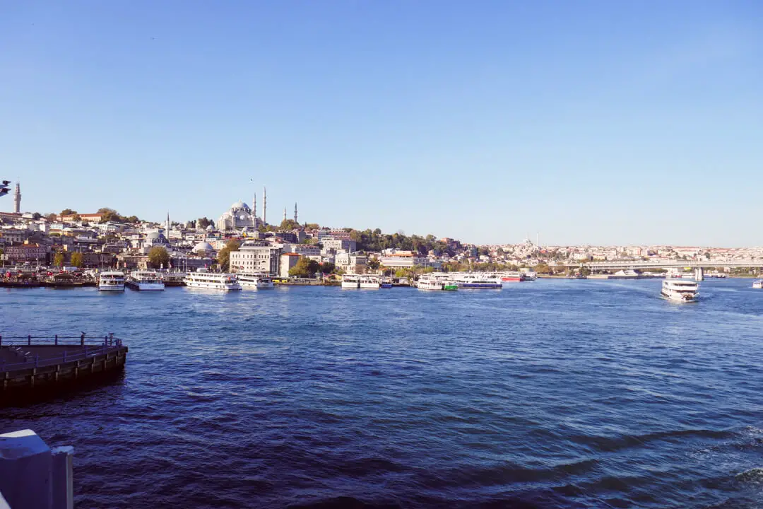View of the Bosphorus river from the Galata Bridge