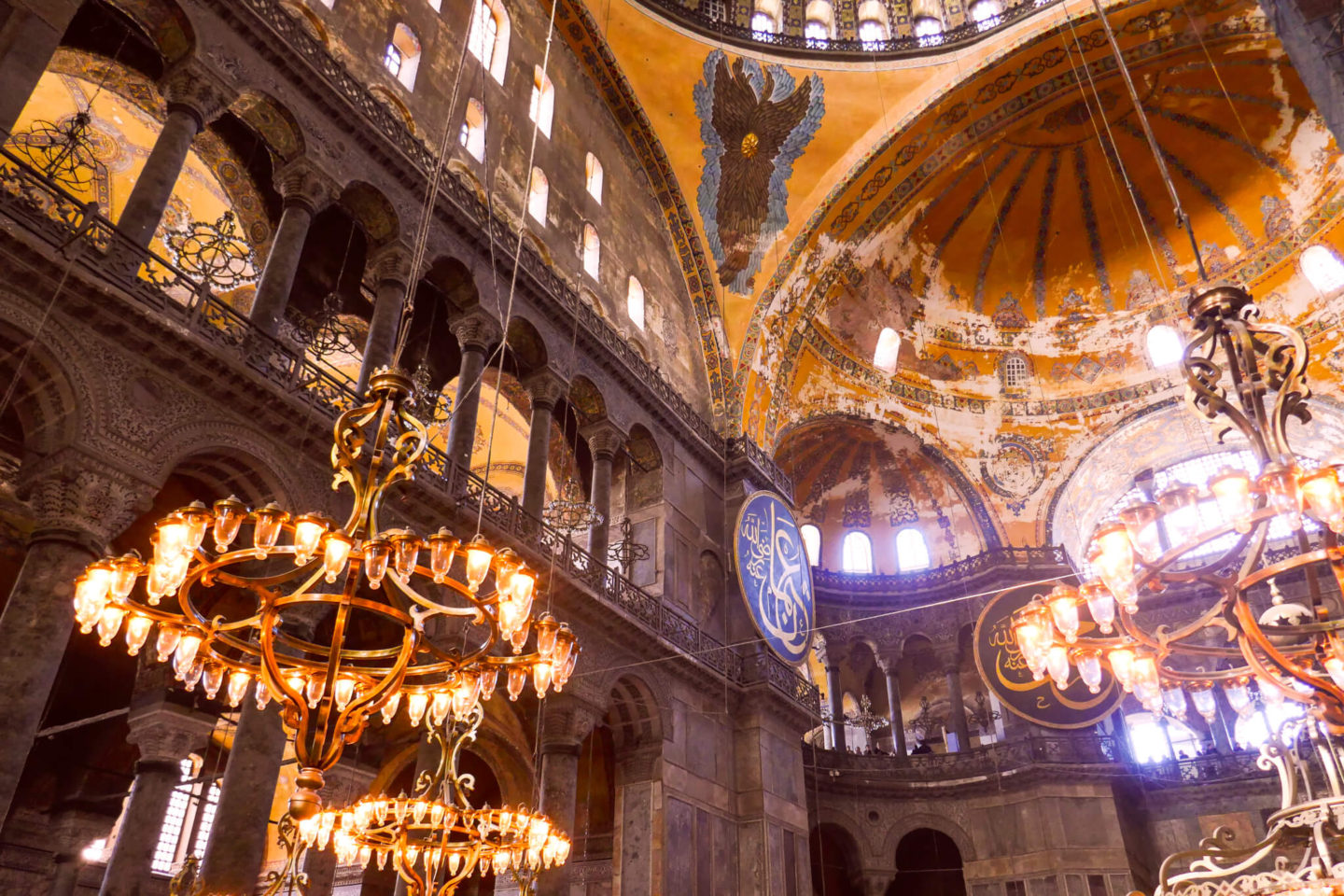 Interior of Hagia Sophia museum in Istanbul Turkey