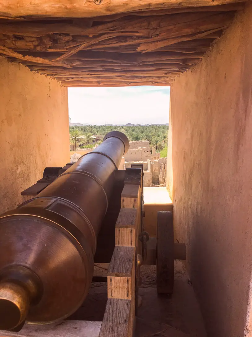Canons in the turrets of Nizwa Fort in Oman