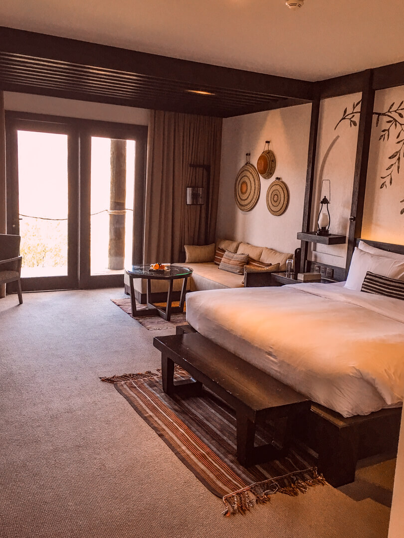 Bedroom at the Alila Jabal Akhdar luxury hotel in Oman