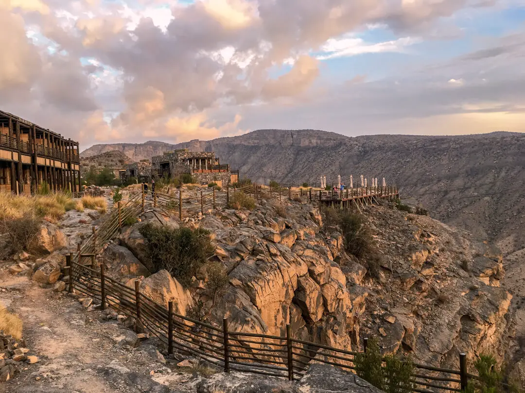 at the Alila Jabal Akhdar luxury hotel in Oman built into the mountainside