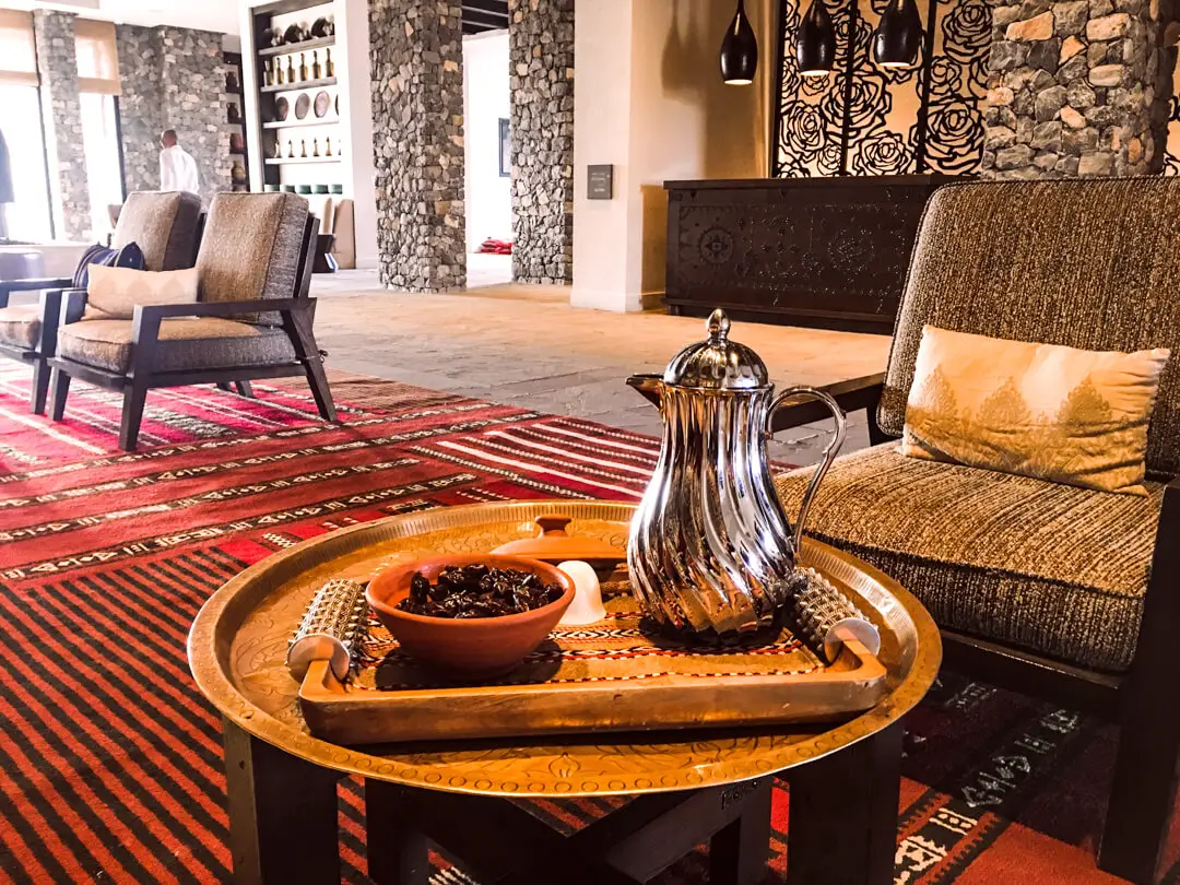 Welcome dates and Omani coffee at the Alila Jabal Akhdar luxury hotel