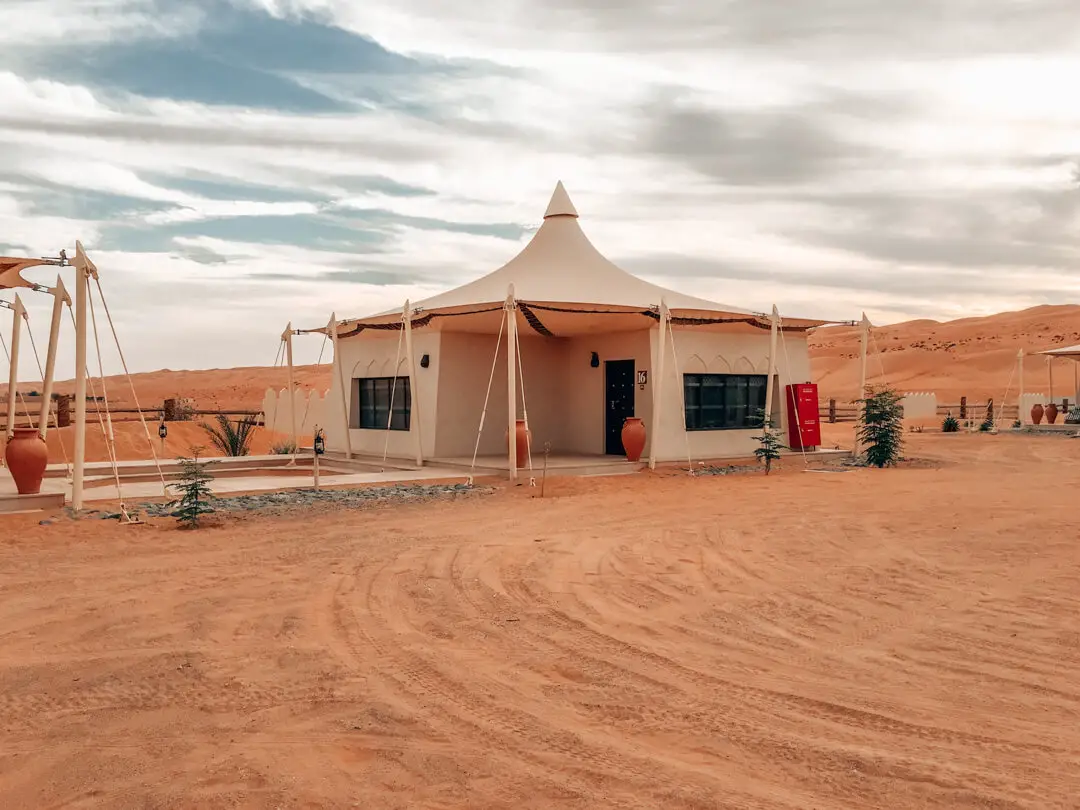 Luxury desert night camp at Wahiba Sands in Oman