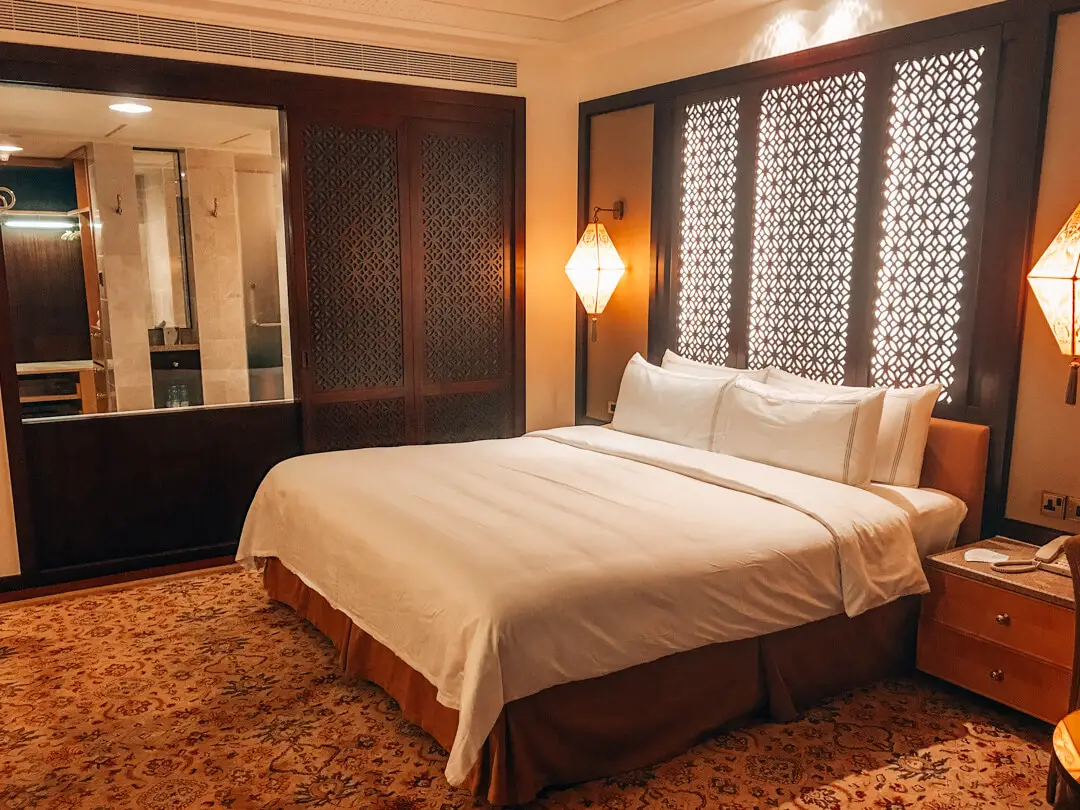 Bedroom in our Deluxe Sea View Room at the Shangri-La Al Husn in Muscat Oman