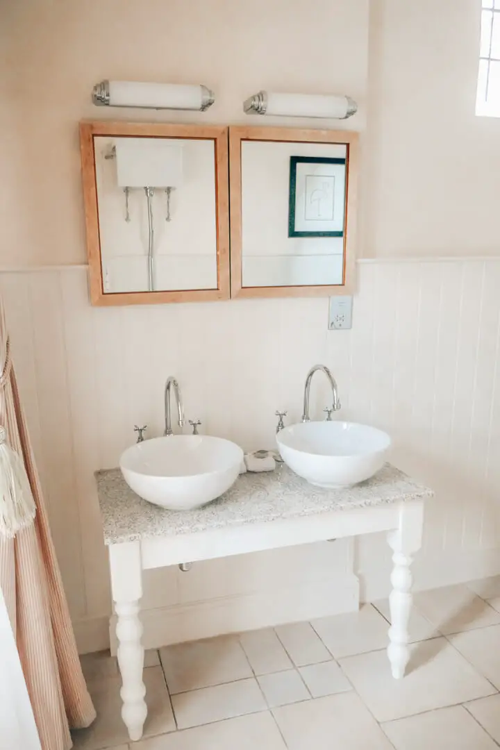 Bathroom in the Valentine Suite at Slaughters Manor House, a luxury boutique hotel in the Cotswolds